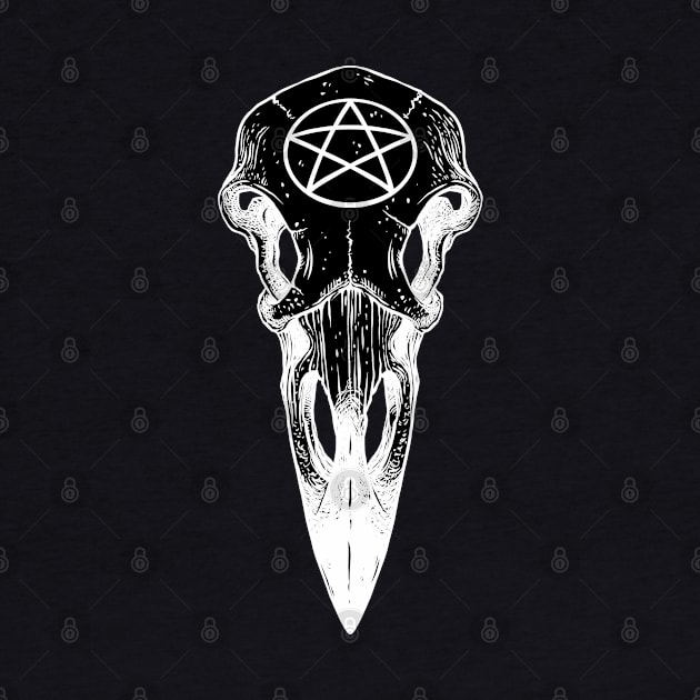 Raven skull. Pentagram by OccultOmaStore